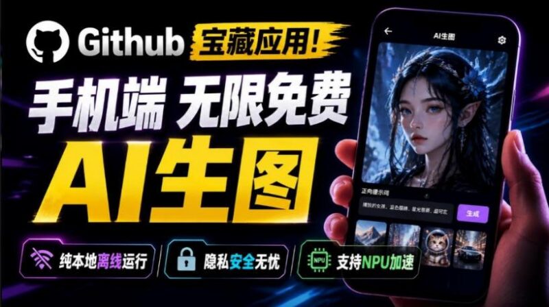 Github宝藏应用!手机端无限免费AI生图,纯本地离线运行,支持NPU加速斩获3.1k stars,local-dream-三零资源