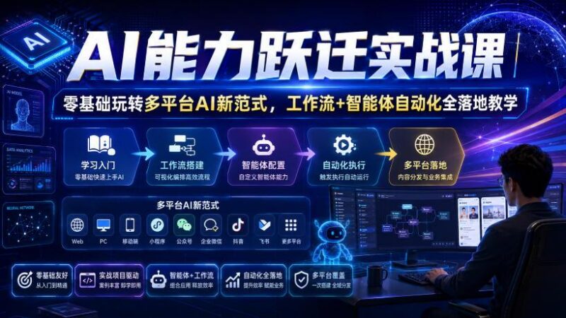 AI能力跃迁实战课｜零基础玩转多平台AI新范式，工作流+智能体自动化全落地教学-三零资源