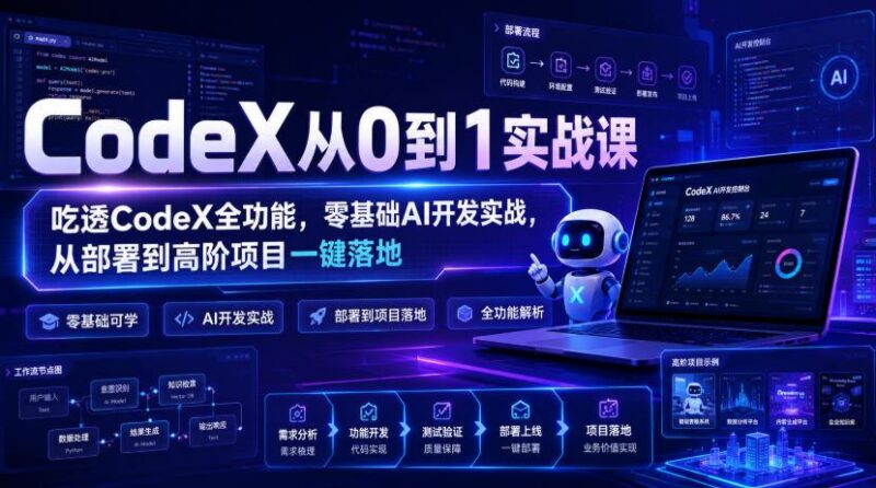 CodeX从0到1实战课,吃透CodeX全功能,零基础AI开发实战,从部署到高阶项目一键落地 三零资源-三零资源