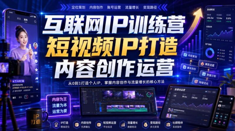 互联网IP训练营,短视频IP打造,内容创作运营-三零资源