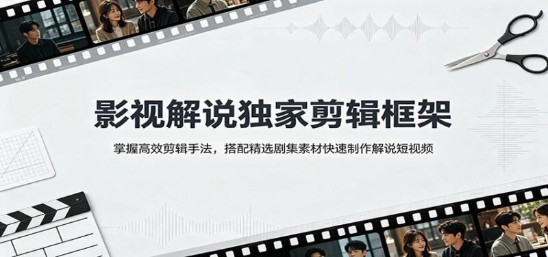 影视解说独家剪辑框架：掌握高效剪辑手法，搭配精选剧集素材快速制作解说短视频-三零资源