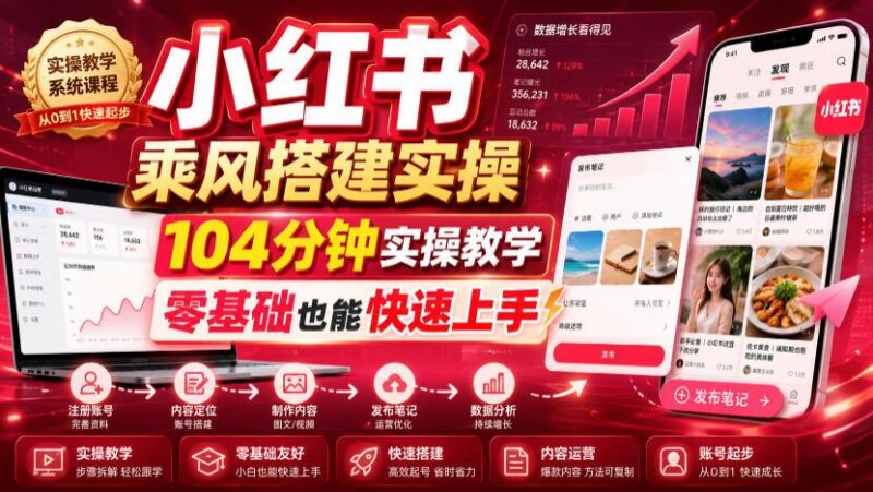 小红书乘风搭建实操,104分钟实操教学,零基础也能快速上手 三零资源-三零资源