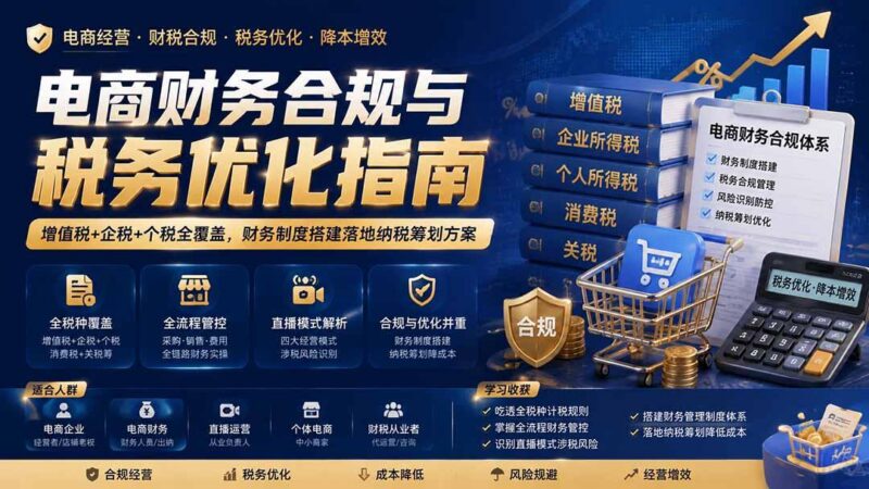 电商财务合规与税务优化指南:增值税+企税+个税全覆盖,财务制度搭建落地纳税筹划方案-三零资源