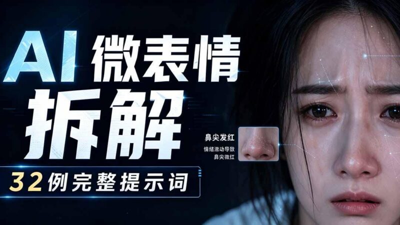 AI微表情拆解提示词合集，精准调控AI角色表情，告别塑料感、AI面瘫脸。-三零资源