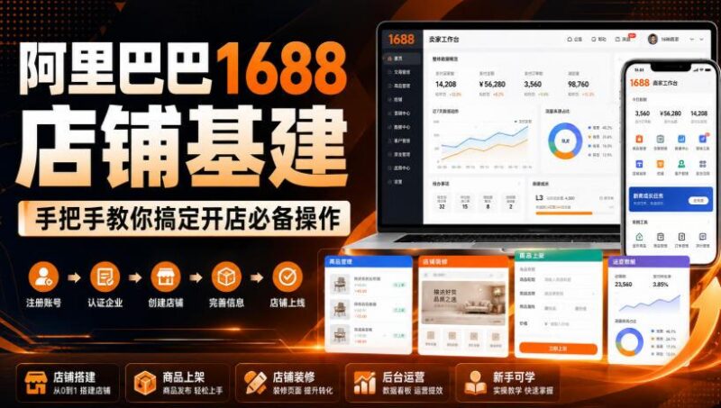阿里巴巴1688店铺基建,手把手教你搞定开店必备操作(更新8月)-三零资源