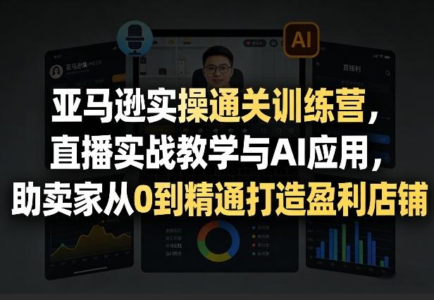亚马逊实操通关训练营,直播实战教学与AI应用,助卖家从0到精通打造盈利店铺(更新8月8日)