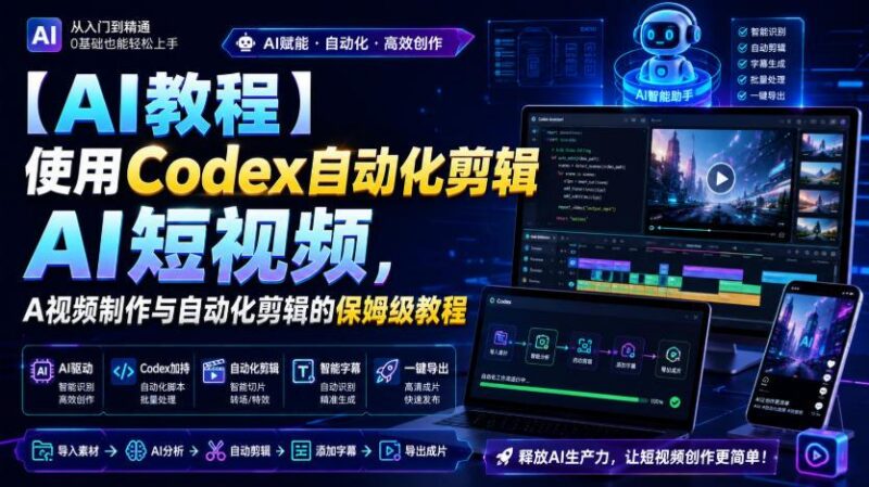【AI教程】使用Codex自动化剪辑AI短视频,AI视频制作与自动化剪辑的保姆级教程 三零资源-三零资源