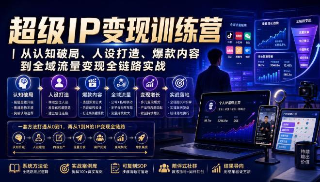 超级IP变现训练营｜从认知破局、人设打造、爆款内容到全域流量变现全链路实战 三零资源-三零资源