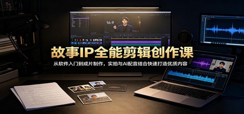 故事IP全能剪辑创作课:从软件入门到成片制作,实拍与AI配音结合快速打造优质内容 三零资源-三零资源