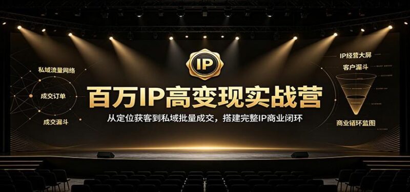 百万IP高变现实战营:从定位获客到私域批量成交,搭建完整IP商业闭环