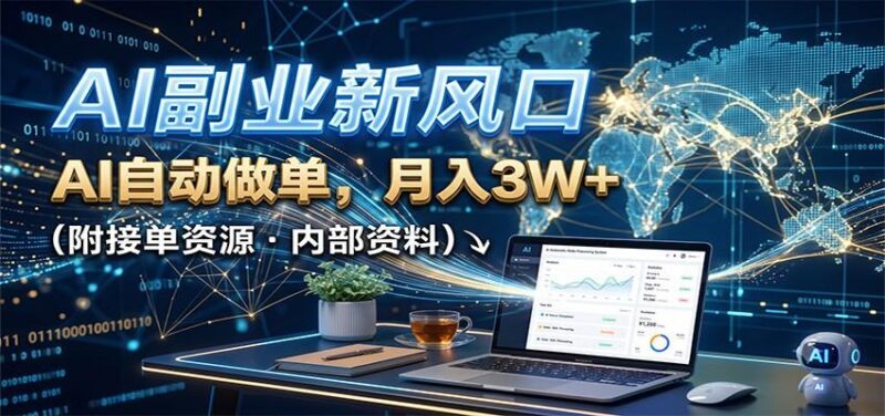 AI副业新风口,AI自动做单,月入3W+,附接单资源 三零资源-三零资源