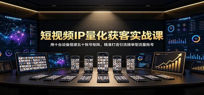 短视频IP量化获客实战课:用十台设备搭建五十账号矩阵,精准打造引流接单型流量账号-三零资源