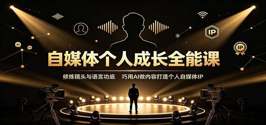 自媒体个人成长全能课：修炼镜头与语言功底，巧用AI做内容打造个人自媒体IP