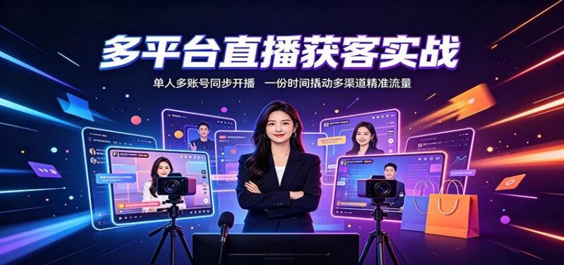 多平台直播获客实战:单人多账号同步开播,一份时间撬动多渠道精准流量-三零资源