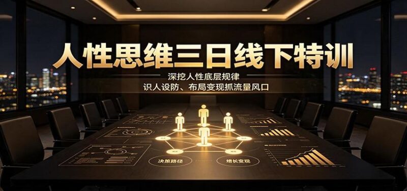 人性思维三日线下特训:深挖人性底层规律,识人设防、布局变现抓流量风口-三零资源