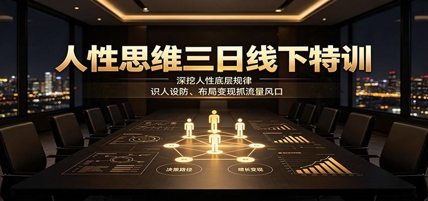 人性思维三日线下特训:深挖人性底层规律,识人设防、布局变现抓流量风口