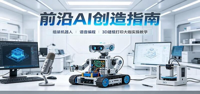 前沿AI创造指南:组装机器人、语音编程、3D建模打印大咖实操教学-三零资源