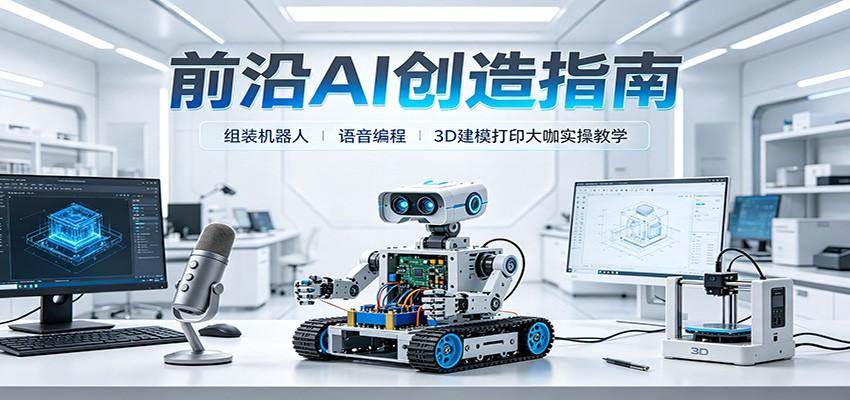 前沿AI创造指南:组装机器人、语音编程、3D建模打印大咖实操教学