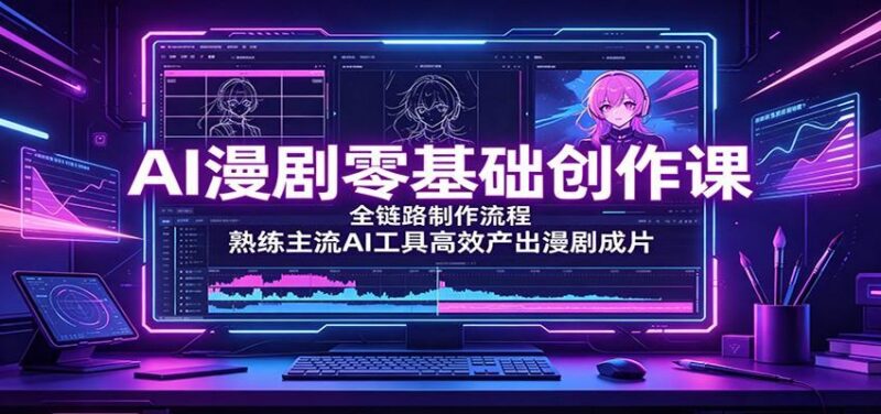 AI漫剧零基础创作课:全链路制作流程,熟练主流AI工具高效产出漫剧成片-三零资源