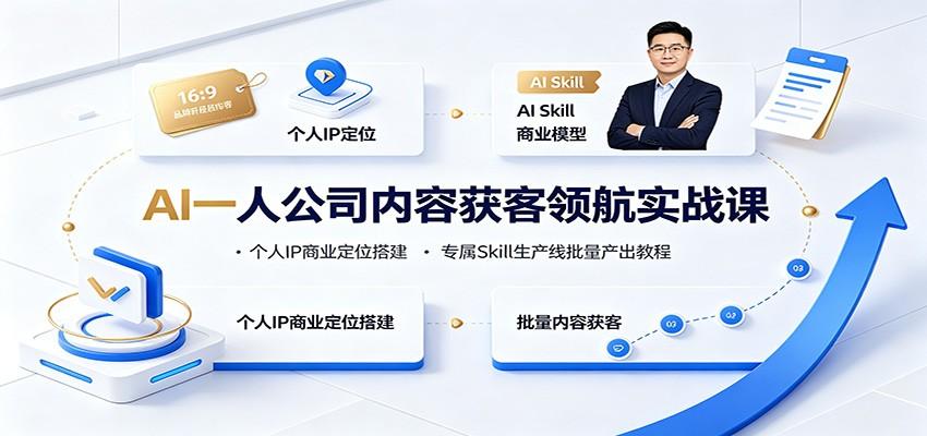 AI一人公司内容获客领航实战课:个人IP商业定位搭建,专属Skill生产线批量产出教程