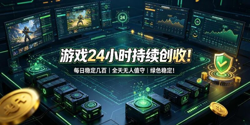 游戏24小时持续创收!每日稳定几百,全天无人值守,绿色稳定!【揭秘】 三零资源-三零资源