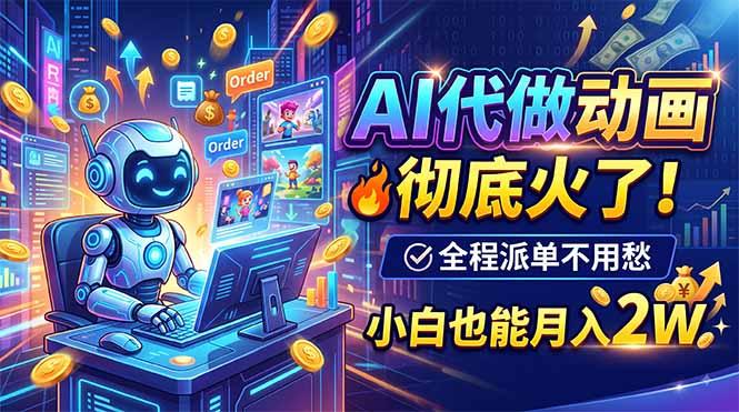 AI代做动画，彻底火了！全程派单不用愁，小白也能月入2W-三零资源