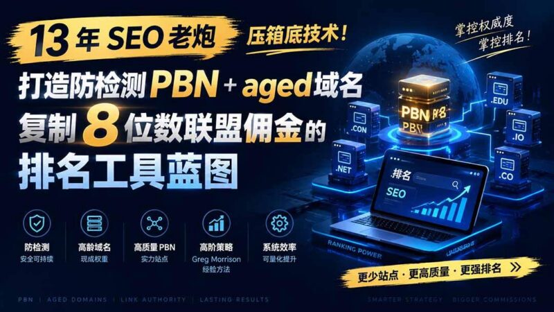 13 年 SEO 老炮压箱底技术!打造防检测 PBN+aged 域名,复制 8 位数联盟佣金的排名工具蓝图【原创双语字幕】-三零资源