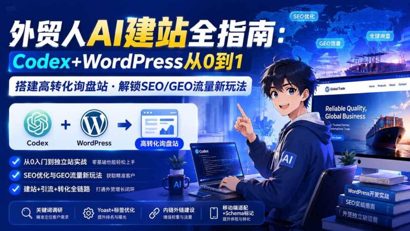 外贸人AI建站全指南：Codex+WordPress从0到1·搭建高转化询盘站·解锁SEO/GEO流量新玩法-更新-三零资源