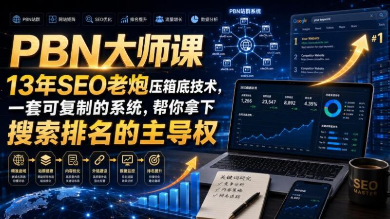 PBN大师课13年SEO老炮压箱底技术,一套可复制的系统,帮你拿下搜索排名的主导权【原创双语字幕】-三零资源