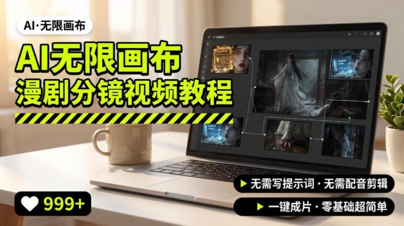 AI无限画布制作爆款漫剧分镜视频搭建教程,无需写脚本,无需制作音频,一键制作超简单-三零资源