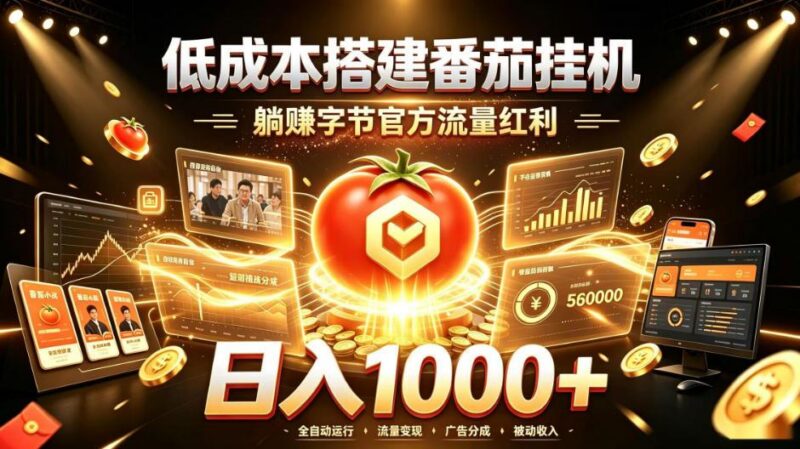 低成本搭建番茄挂G，躺賺字节官方流量红利，日入1k+，全程傻瓜式落地【揭秘】-三零资源