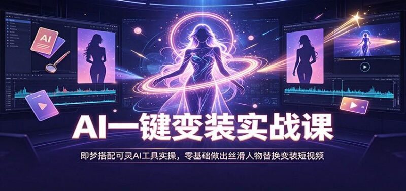 AI一键变装实战课:即梦搭配可灵AI工具实操,零基础做出丝滑人物替换变装短视频 三零资源-三零资源