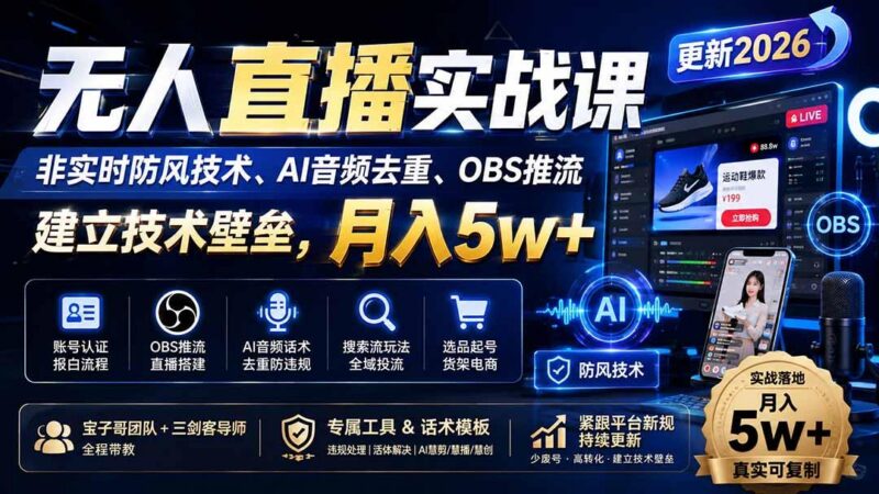 无人直播实战课(更新8月-三零资源