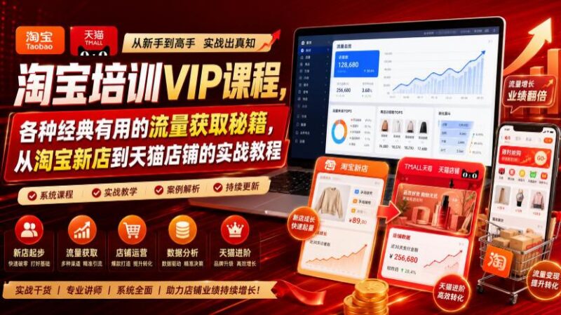 淘宝培训VIP课程,各种经典有用的流量获取秘籍,从淘宝新店到天猫店铺的实战教程(更新08月12日)-三零资源