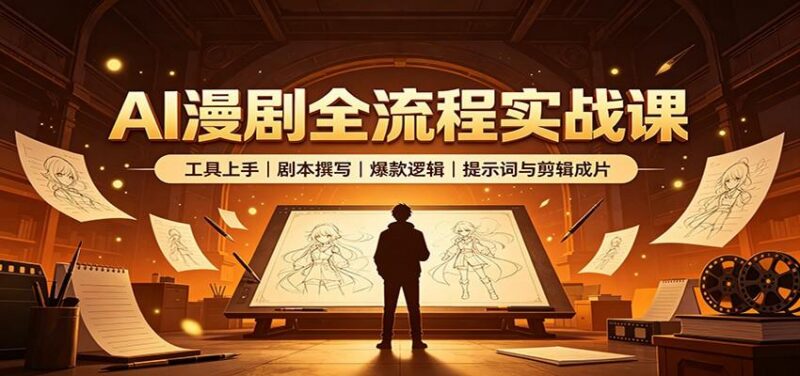 AI漫剧全流程实战课：工具上手、剧本撰写、爆款逻辑、提示词与剪辑成片 三零资源-三零资源