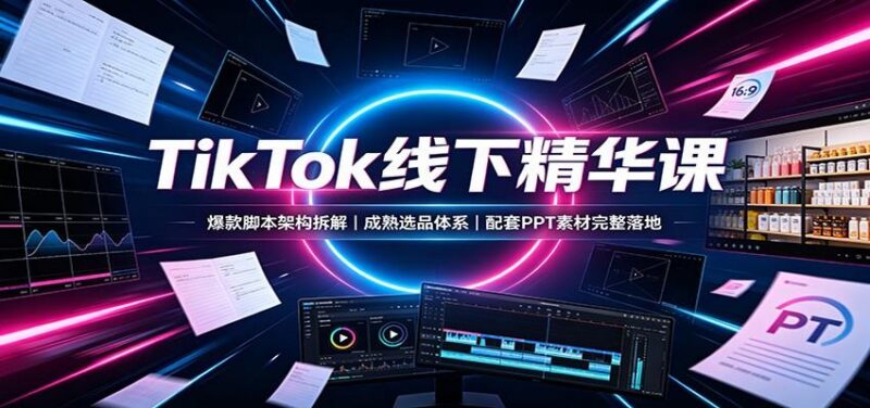 TikTok线下精华课：爆款脚本架构拆解，成熟选品体系，配套PPT素材完整落地 三零资源-三零资源