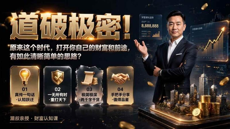 付费文章:道破极密!原来这个时代,打开你自己的财富和前途,有如此清晰简单的思路?-三零资源
