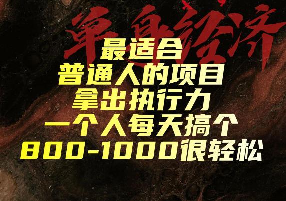最适合普通人的项目,拿出执行力一个人每天搞个800-1k很轻松【揭秘】-三零资源