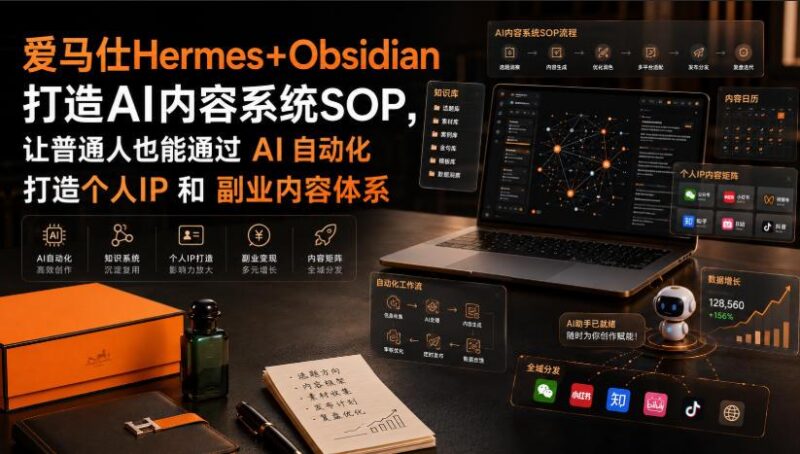 爱马仕Hermes+Obsidian打造AI内容系统SOP,让普通人也能通过 AI 自动化打造个人IP 和 副业内容体系 三零资源-三零资源