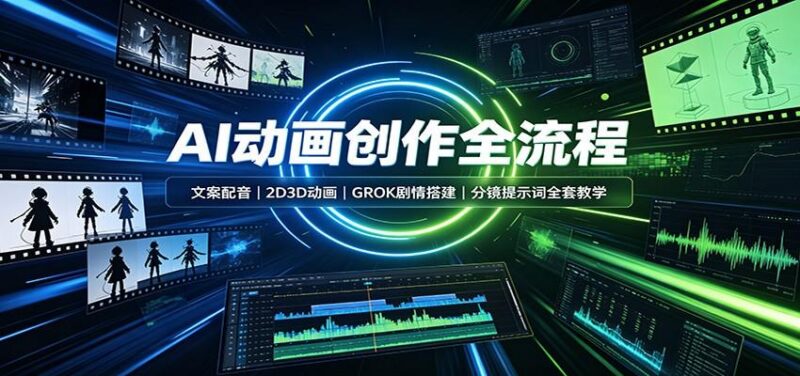 AI动画创作全流程：文案配音，2D3D动画，GROK剧情搭建，分镜提示词全套教学-三零资源