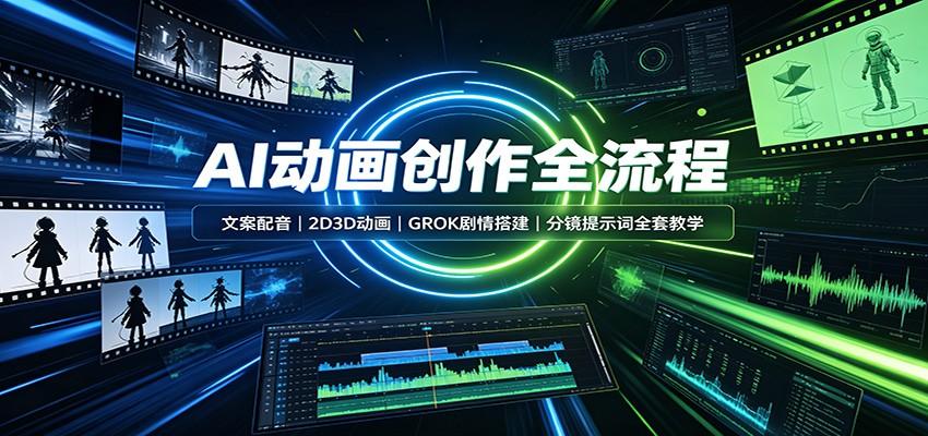 AI动画创作全流程:文案配音,2D3D动画,GROK剧情搭建,分镜提示词全套教学
