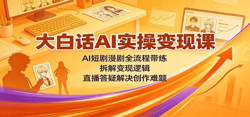 大白话AI实操变现课:AI短剧漫剧全流程带练,拆解变现逻辑,直播答疑解决创作难题-三零资源