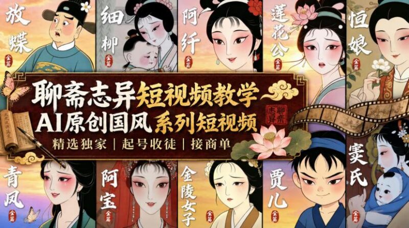 聊斋志异短视频教学,AI原创国风系列短视频,精选独家丨起号收徒丨接商单 三零资源-三零资源