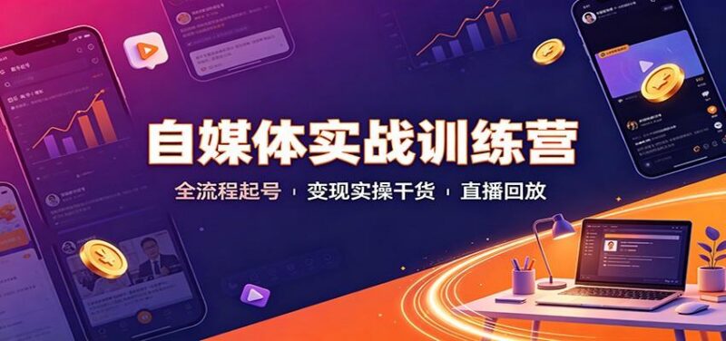自媒体实战训练营:全流程起号变现实操干货直播回放 三零资源-三零资源