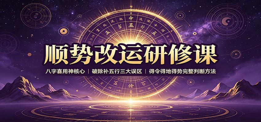 顺势改运研修课:八字喜用神核心,破除补五行三大误区,得令得地得势完整判断方法
