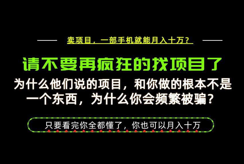为什么做项目的人大多都是炮灰?为什么只有卖项目才能稳?看完你也可以月入10W+【揭秘】