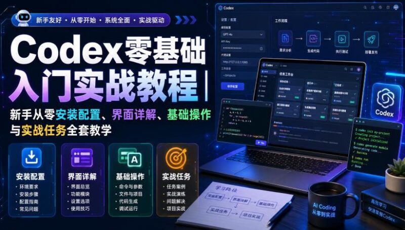 Codex零基础入门实战教程｜新手从零安装配置、界面详解、基础操作与实战任务全套教学-三零资源