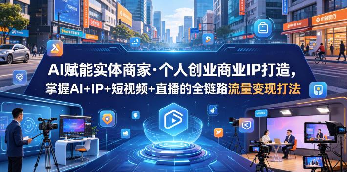 AI赋能实体商家·个人创业商业IP打造,掌握AI+IP+短视频+直播的全链路流量变现打法-三零资源