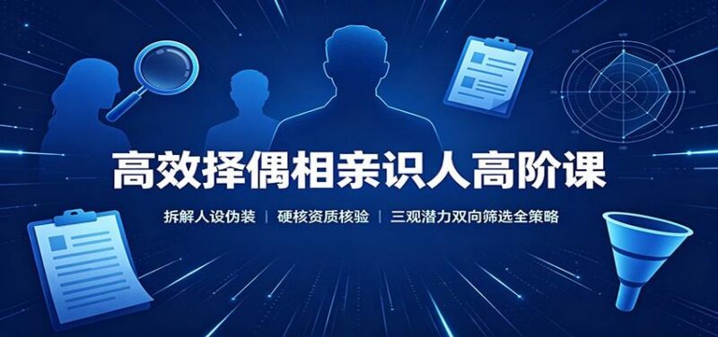 高效择偶相亲识人高阶课：拆解人设伪装，硬核资质核验，三观潜力双向筛选全策略-三零资源
