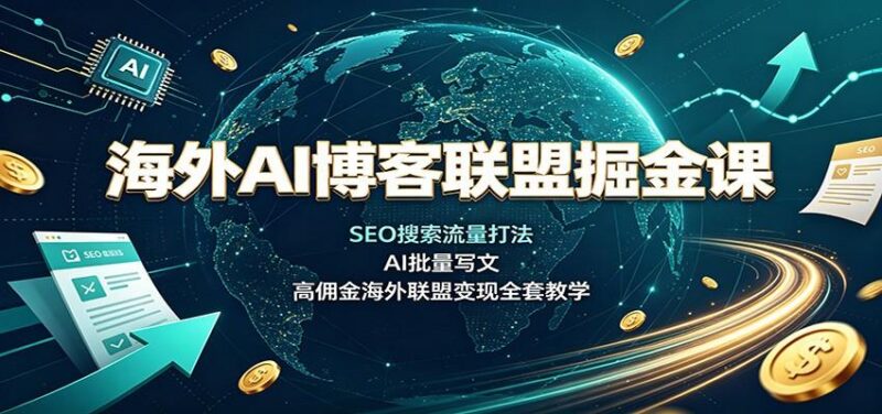 海外AI博客联盟掘金课：SEO搜索流量打法，AI批量写文，高佣金海外联盟变现全套教学-三零资源
